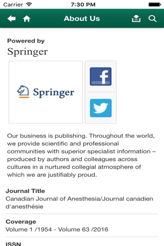 Canadian Journal of Anesthesia screenshot 2