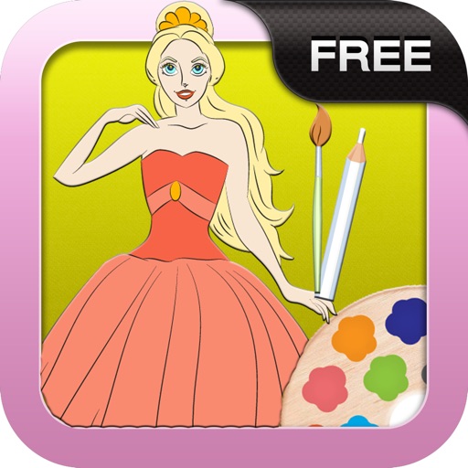 Coloring Princess Paint Book Draw Kids Icon