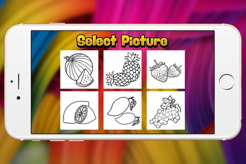 Fruit Coloring Book Pastel Crayon Strawberry and Pineapple show screenshot 2