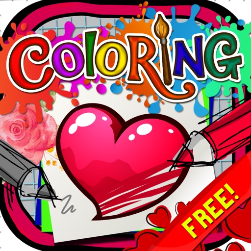 Coloring Book : Painting  Pictures Hearts  Cartoon  Free Edition