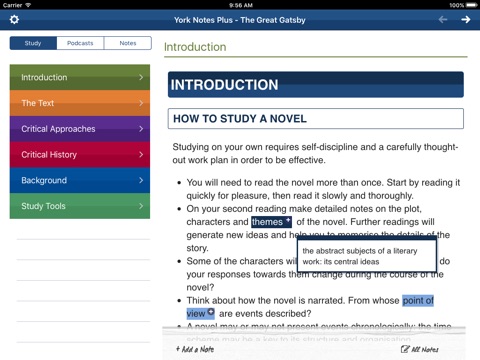 The Great Gatsby York Notes Advanced for iPad screenshot 3