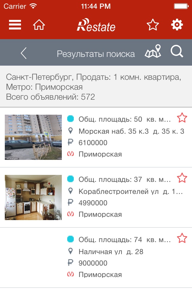 Недвижимость Москвы и Санкт-Петербурга на Restate.ru - снять или купить квартиру, новостройки, найти жилье screenshot 2