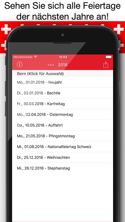 Feiertage Schweiz Kalender & Kalenderwochen screenshot-3