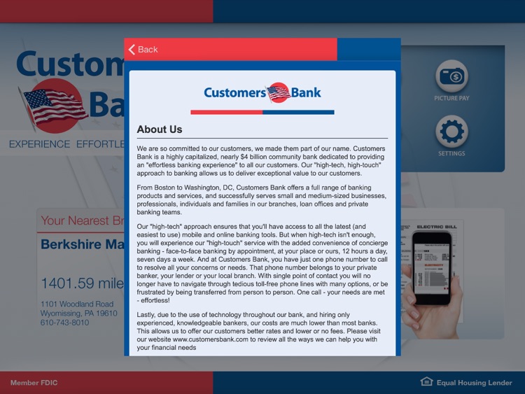 Customers Bank Mobile Banking for iPad