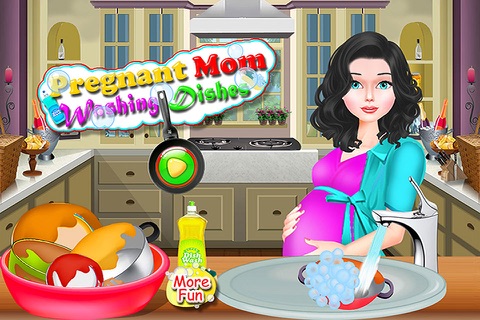 Pregnant Mom Washing Dishes girls games screenshot 2