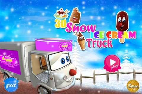 3D Snow Ice Cream Kids truck Traffic Driving - Free Racing Game screenshot 2