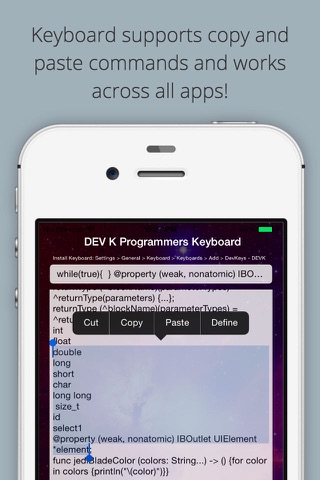 DEVK - Developer Keyboard for Objective C and Swift Programming. screenshot 3