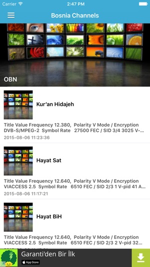 Bosnia TV Channels Sat Info