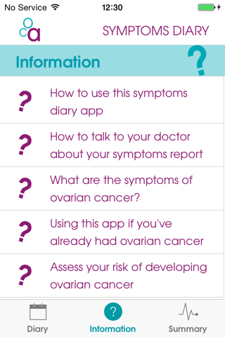 Ovarian Cancer Symptoms Diary screenshot 4