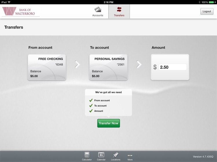 Bank of Walterboro Mobile App for iPad screenshot-3