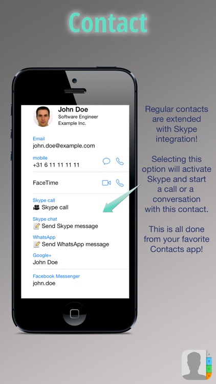 Sky Contacts - Start Skype calls and send Skype messages from your contacts screenshot-0