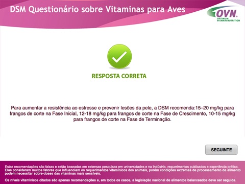 DSM Questionário sobre Vitaminas para Aves screenshot 3