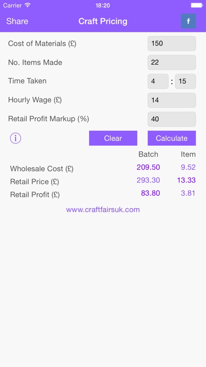 Craft Pricing Calculator