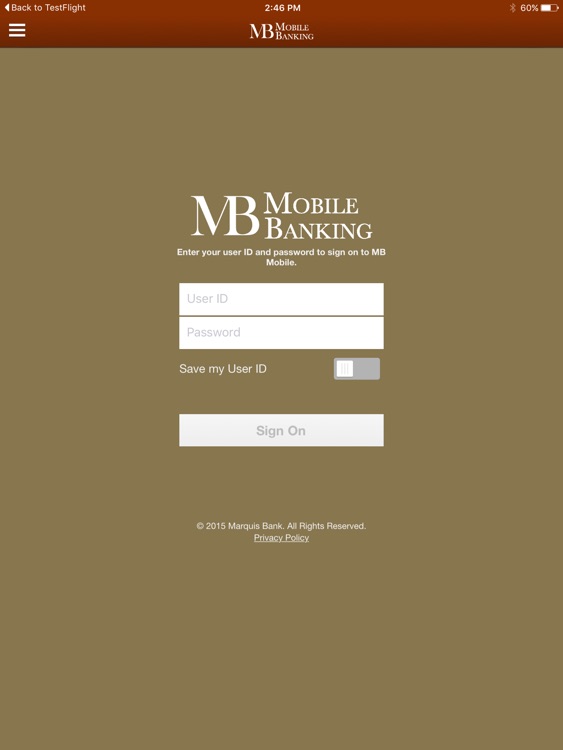 Marquis Bank Mobile for iPad