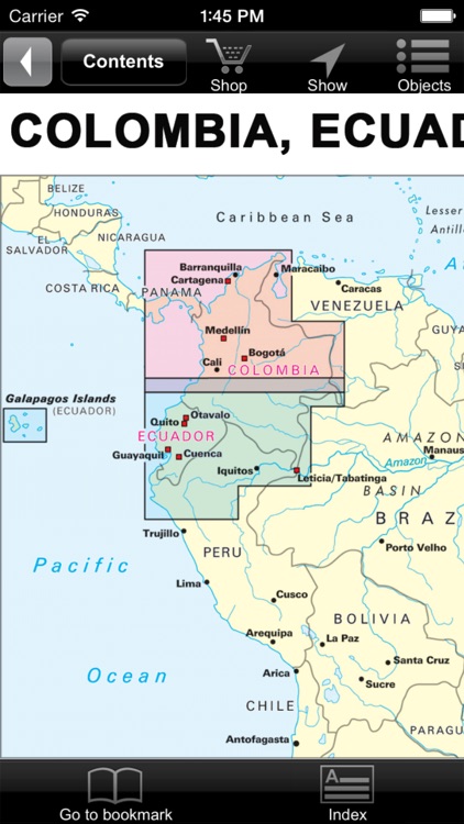 Colombia, Ecuador. Tourist map.