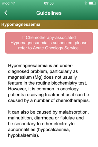 Wessex Acute Oncology Guidelines screenshot 3