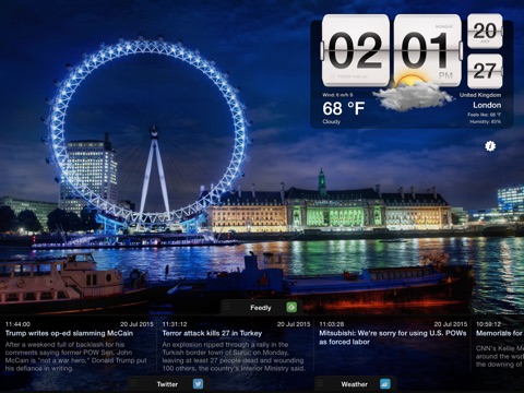 Night Stand for iPad - Social Reader, Weather & Alarm Clock screenshot 2