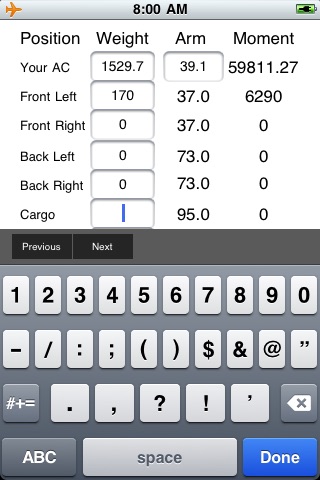 C172P Weight and Balance Calculator screenshot 3