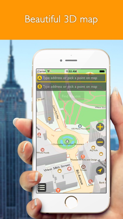 New York City offline map with public transport route planner for my journey