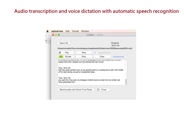 Agile Dictate on audio file