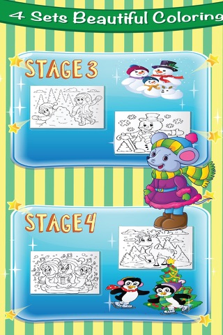 Christmas Coloring Page : Santa with Animal Pet Collection Theme Cute Pretty for Kids screenshot 4