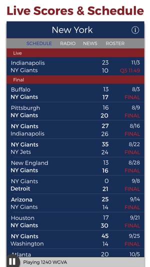 New York Football Radio & Live Scores(圖3)-速報App