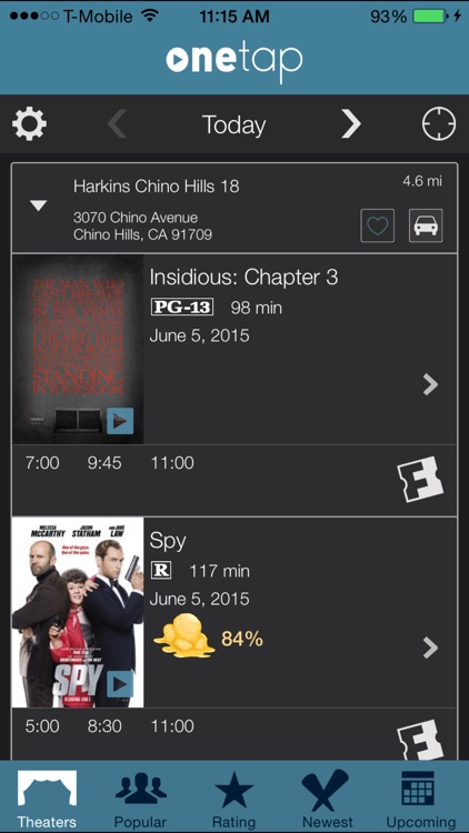 Movies by OneTap - Listings, Trailers & Tickets