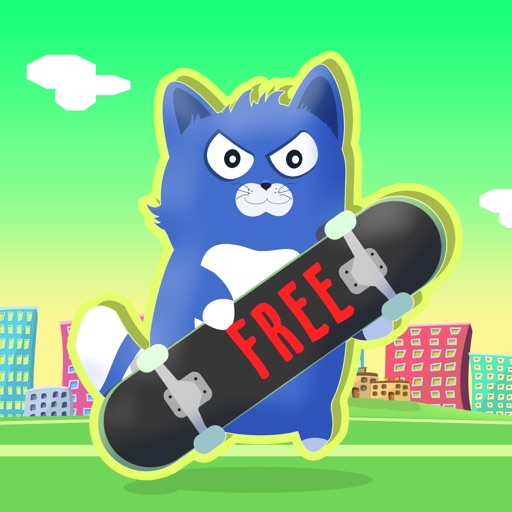 Little Kitty on a skateboard , the cat skate simulator - FREE Icon