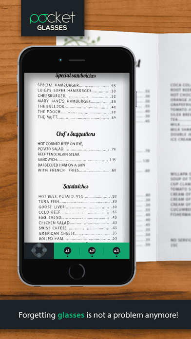 Pocket Glasses PRO - text magnifier & sight correction app Screenshot 1