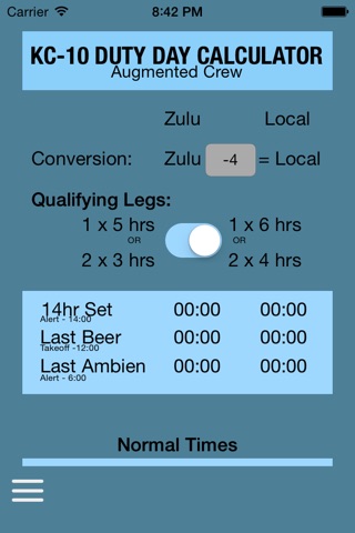 KC-10 Duty Day Calculator screenshot 2