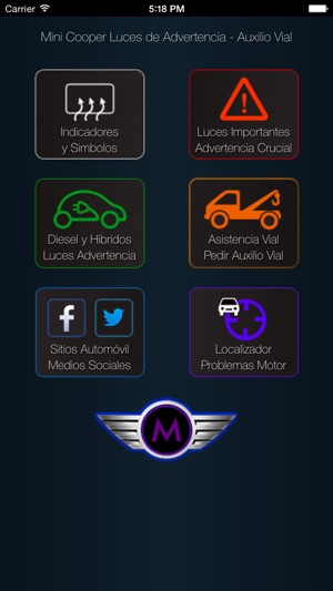 App para Mini Cooper luces de advertenci