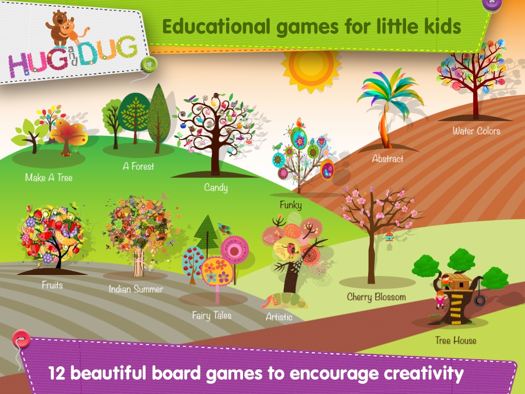 HugDug Trees - Kids make trees & forests with amazing stickers art screenshot 2