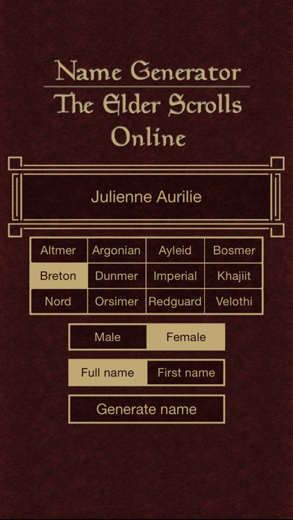 Name Generator for The Elder Scrolls Online