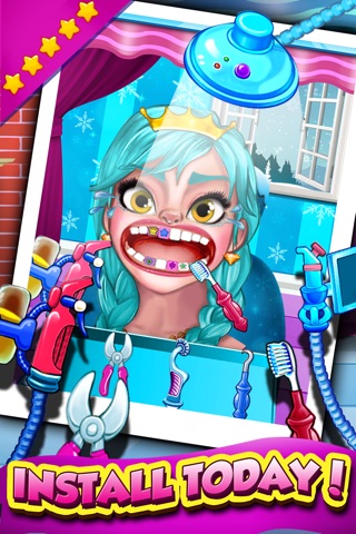 Frozen Princess Dentist Office - crazy baby doctor in little kids teeth mania screenshot 3