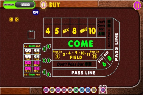 Best Las Vegas Craps Casino Roll Dice Throw Bets and Win Big Coin & Buck Master Shooter 5 screenshot 2