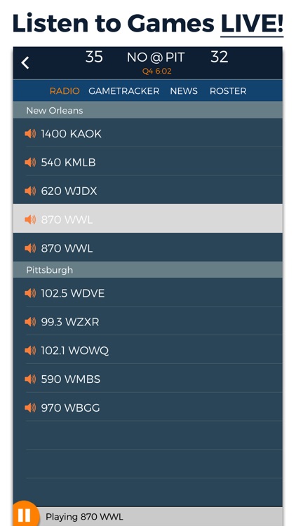 Pro Football Radio & Live Scores