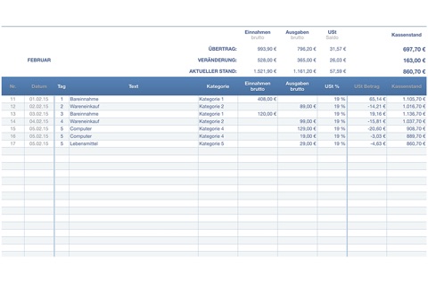 Kassenbuch 2015 für Numbers screenshot 2