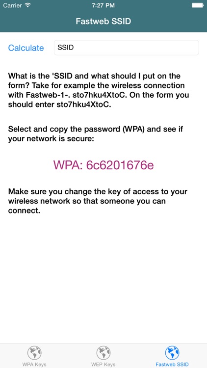 WPA/WEP KeyGen - Fastweb SSID Security