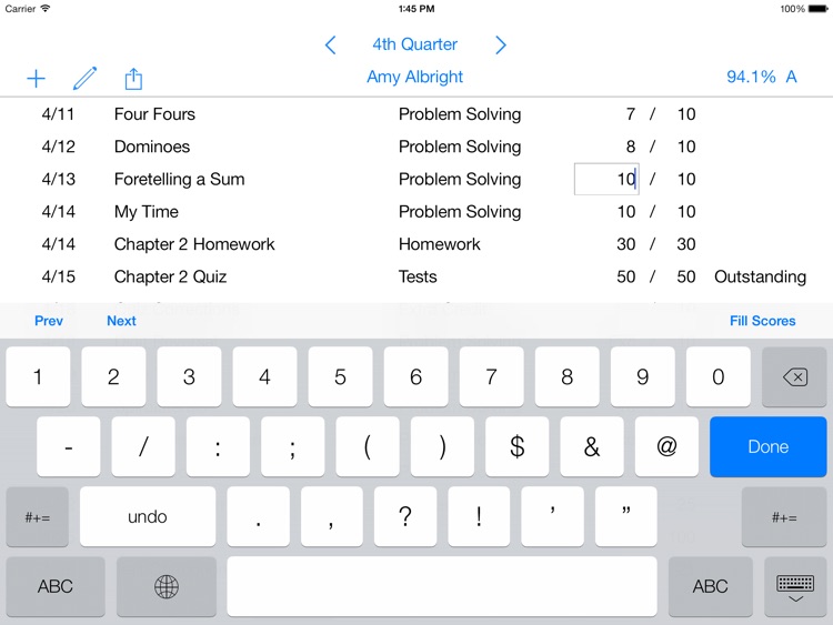 Gradekeeper for iPad