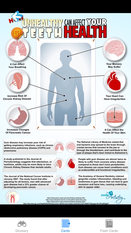 Dental terminology & flashcard:medical facts sheet and definition with video illustrations