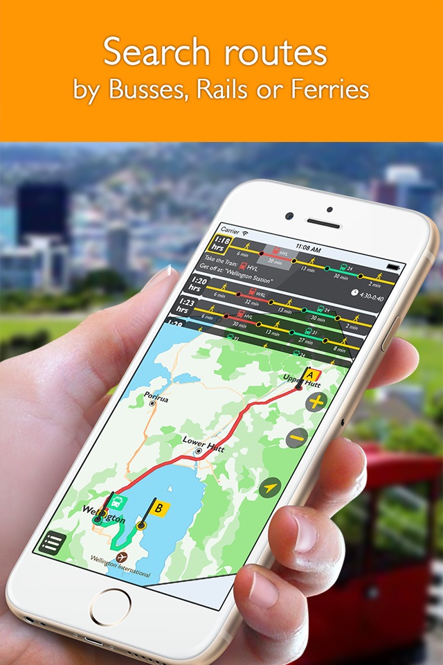 Wellington offline map with public transport route planner for my journey screenshot 2