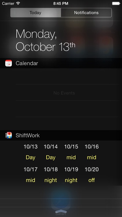 Shift worker's calendar