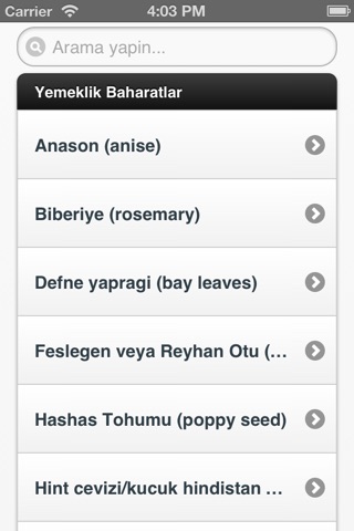 Yemeklik Baharatlar screenshot 2