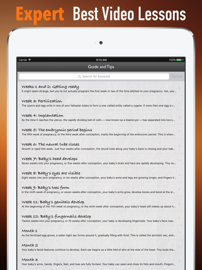 胎儿每周发育知识百科快速自学参考指南和教程视频