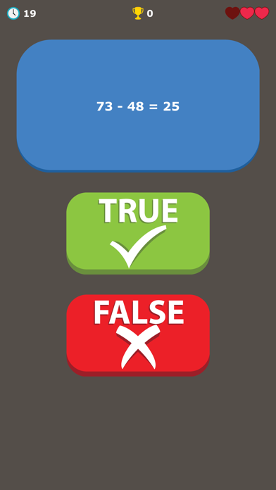 Math Quiz Substraction - True or False Trivia Game screenshot 3