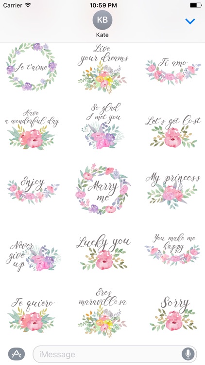 Love Messages Flowers Stickers by Maraquela