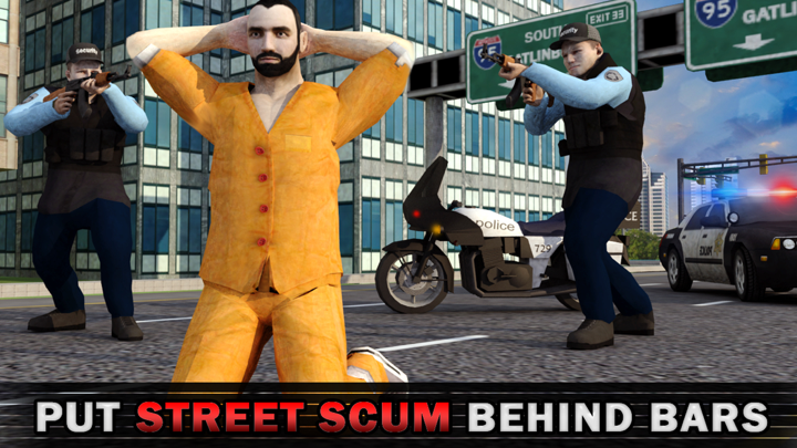 警方自行车巡逻犯罪大通3D枪射击游戏- Police Bike Crime Chase Game screenshot 1