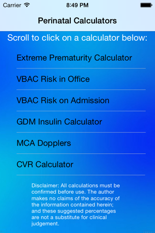 Perinatal Calculators screenshot 4