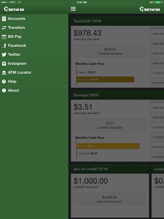 Quail Creek Bank for iPad