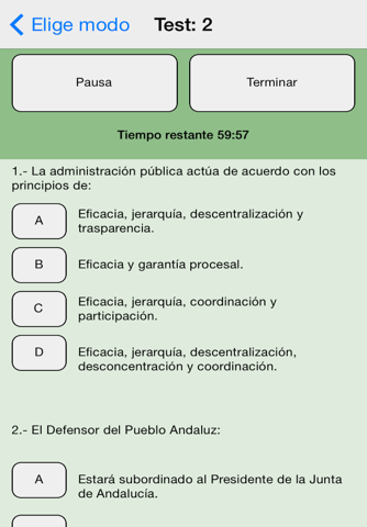 Estatuto Andalucía Preguntas screenshot 3